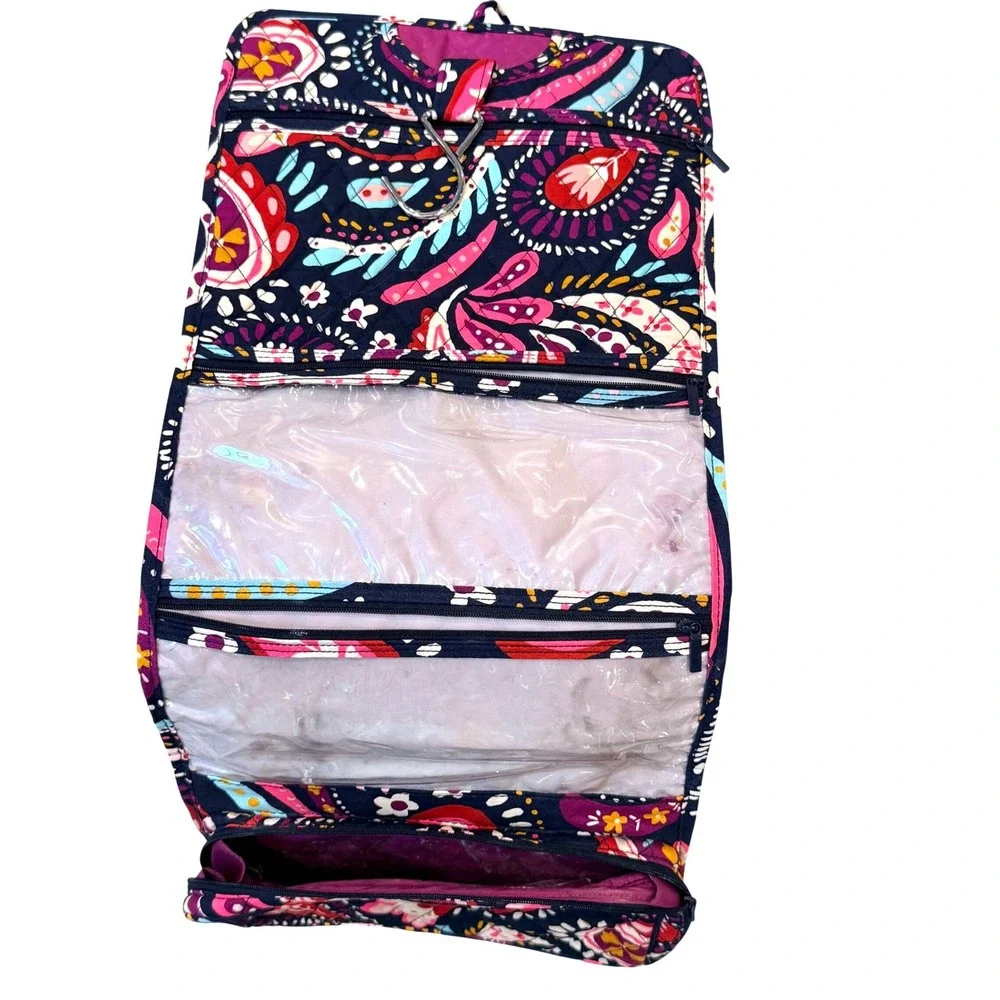 Vera Bradley Hanging Travel Organizer Quilted Navy Pink Paisley Toiletry Bag